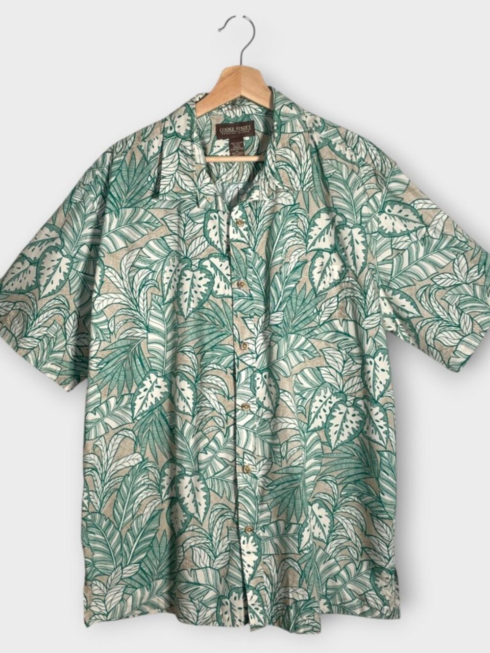 Cooke Street Hawaiian Shirt Mens Size XL Green 100% Cotton